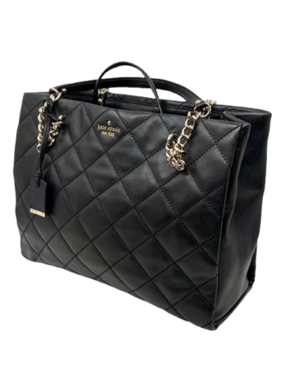 KATE SPADE~Emmerson Place Phoebe~BLACK QUILTED LEATHER LARGE 3 COMPARTMENT BAG - Picture 3 of 6
